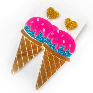 Sparkly Glitter Ice Cream Acrylic Earrings